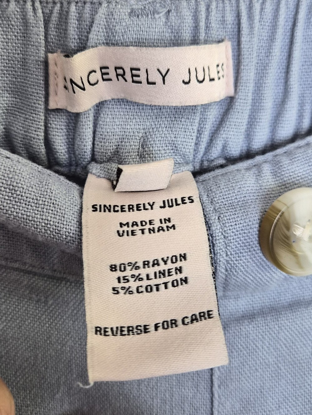 Sincerely Jules Light Blue Linen Blend Cargo Wide Leg Pants Size Small - Picture 11 of 13